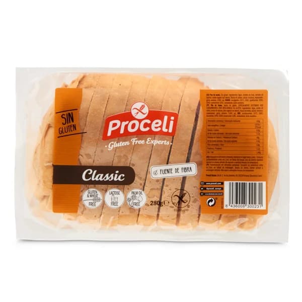 Pan de molde classic sin gluten Proceli bolsa 280 g - 1 ud - Imagen del producto en Findit