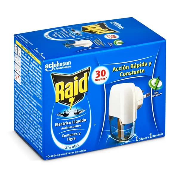 Insecticida eléctrico antimosquitos aparato + recambio Raid caja 1 unidad - 0.86 ud - Imagen del producto en Findit