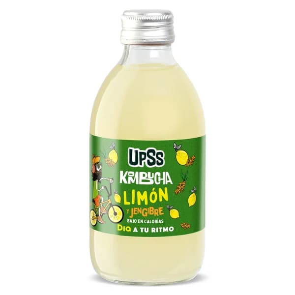 Bebida de kombucha con limón y jengibre Upss Dia botella 250 ml - 0.25 ud - Imagen del producto en Findit