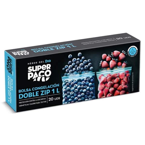 Bolsas de congelación doble zip 1 litro Super Paco de Dia caja 20 unidades - 20 ud - Imagen del producto en Findit