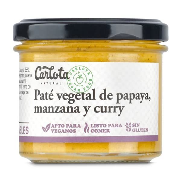 Paté vegetal de papaya, manzana y curry Carlota Natural frasco 110 g - 0.11 kg - Imagen del producto en Findit
