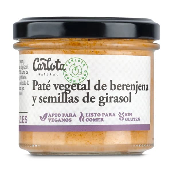 Paté vegetal de berenjena con semillas girasol Carlota Natural frasco 110 g - 0.11 ud - Imagen del producto en Findit