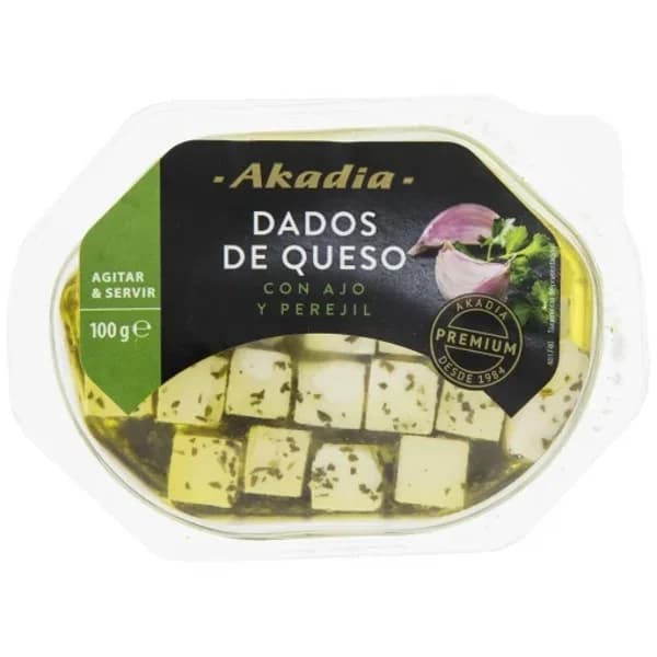 Queso feta en dados con ajo y perejil Akadia 100 g - 0.1 kg - Imagen del producto en Findit