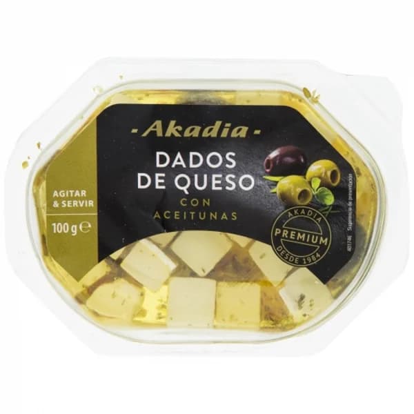 Queso con aceitunas Akadia 100 g. - 0.1 kg - Imagen del producto en Findit