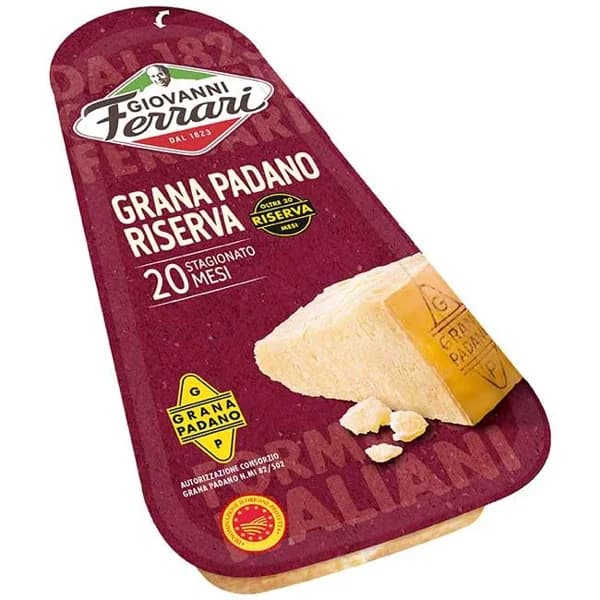 Queso grana padano reserva 20 m GIOVANNI FERRARI, bandeja 150 g - 1 ud - Imagen del producto en Findit