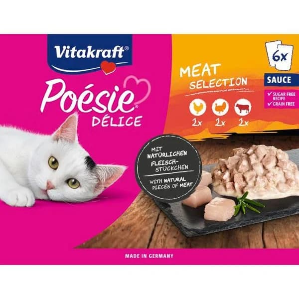 Alimento con pollo-ternera-pavo para gato POÉSIE, pack 6x85 g - 1 ud - Imagen del producto en Findit
