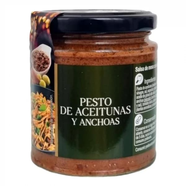 Salsa pesto con aceitunas y anchoas Extra Carrefour 220 g. - 0.22 kg - Imagen del producto en Findit
