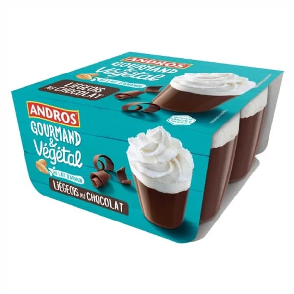 Postre de almendras con chocolate Andros pack 4 unidades de 90 g. - 0.36 kg - Imagen del producto en Findit