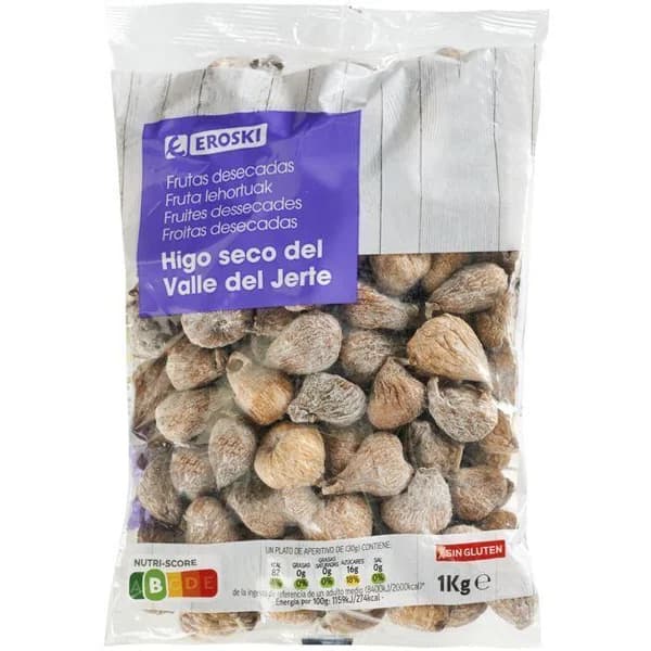 Higos secos EROSKI, bolsa 1 kg - 1 ud - Imagen del producto en Findit
