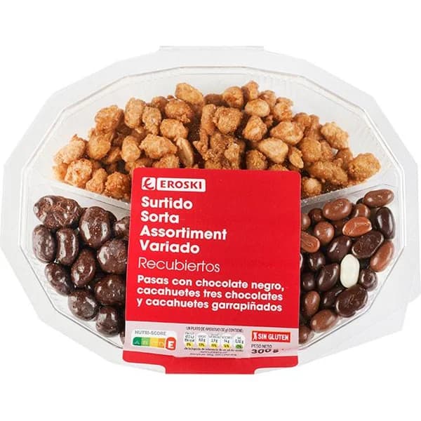Surtido de grageas recubiertas EROSKI, bandeja 300 g - 1 ud - Imagen del producto en Findit