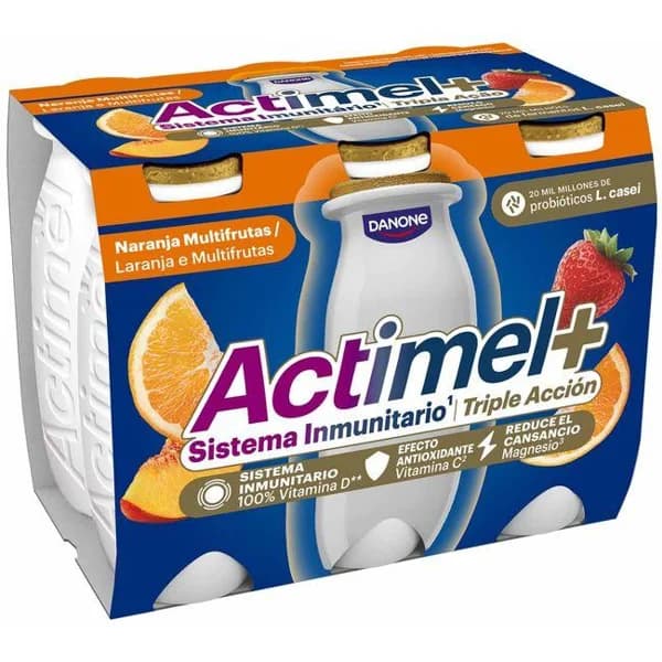 Actimel multifrutas de naranja ACTIMEL, pack 6x100 g - 1 ud - Imagen del producto en Findit