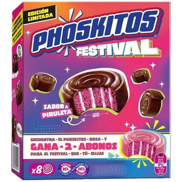 Mini pastelitos festival PHOSKITOS, 8 uds, caja 130 g - 1 ud - Imagen del producto en Findit