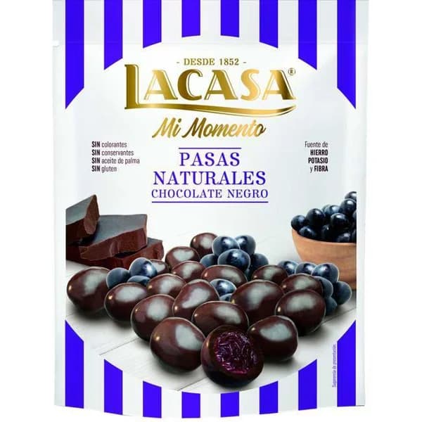 Mi momento pasas chocolate negro LACASA, doypack 150 g - 1 ud - Imagen del producto en Findit