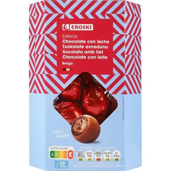 Bombón esfera de leche EROSKI, caja 200 g - 1 ud - Imagen del producto en Findit
