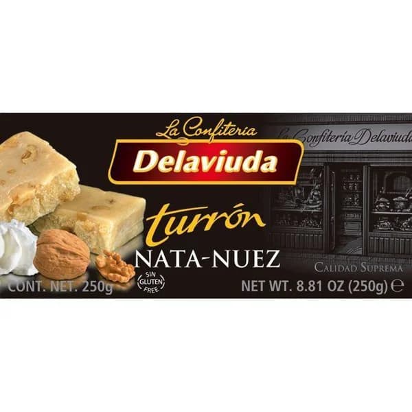 Turrón de nata-nuez DELAVIUDA, caja 250 g - 1 ud - Imagen del producto en Findit