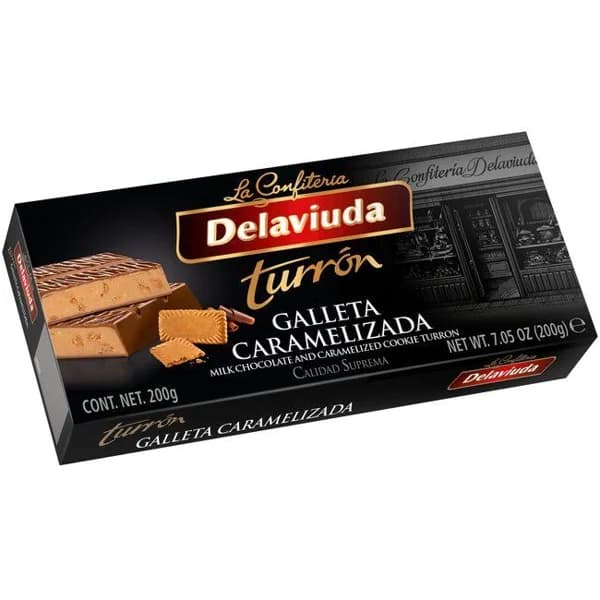 Turrón praliné galleta DELAVIUDA, caja 200 g - 1 ud - Imagen del producto en Findit