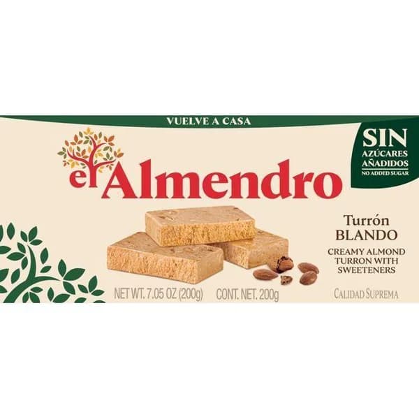Turrón blando sin azúcar EL ALMENDRO, caja 200 g - 1 ud - Imagen del producto en Findit