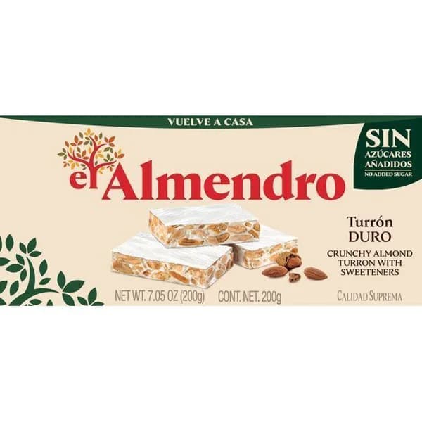 Turrón duro sin azúcar EL ALMENDRO, caja 200 g - 1 ud - Imagen del producto en Findit