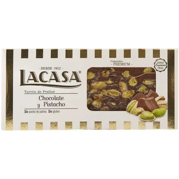 Turrón de chocolate con pistacho LACASA, caja 225 g - 1 ud - Imagen del producto en Findit