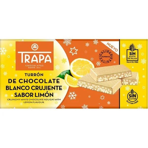 Turrón crujiente blanco de limón TRAPA, caja 175 g - 1 ud - Imagen del producto en Findit