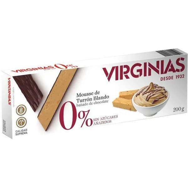 Turrón blando 0% mousse VIRGINIAS, caja 200 g - 1 ud - Imagen del producto en Findit