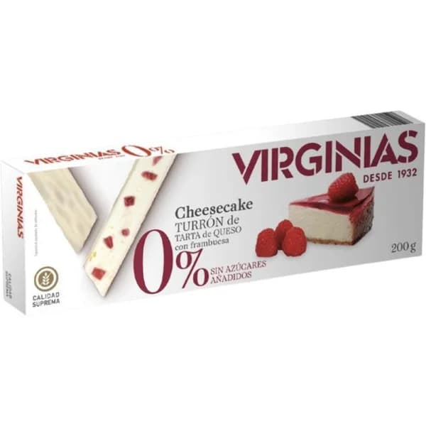 Turrón 0% sin azúcar cheesecake VIRGINIAS, caja 200 g - 1 ud - Imagen del producto en Findit