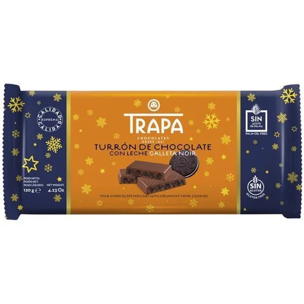 Turrón leche con galleta negra TRAPA, tableta 120 g - 1 ud - Imagen del producto en Findit