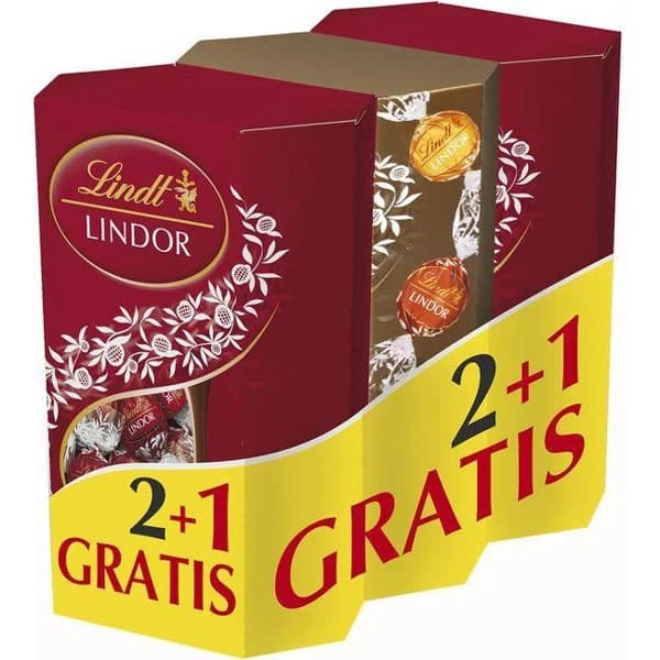 Bombones LINDT CORNET LINDOR, pack 3x200 g - 1 ud - Imagen del producto en Findit