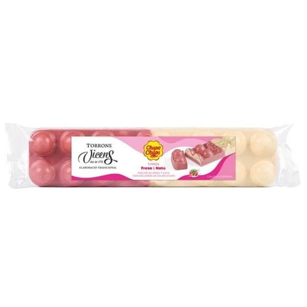 Turrón chupa chups de fresa y nata VICENS, tableta 300 g - 1 ud - Imagen del producto en Findit