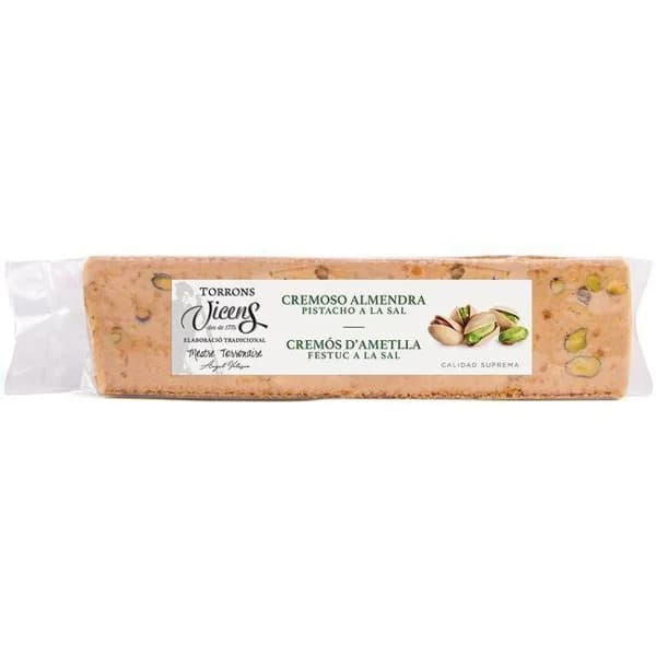 Turrón cremoso almendra-pistacho a la sal VICENS, tableta 300 g - 1 ud - Imagen del producto en Findit