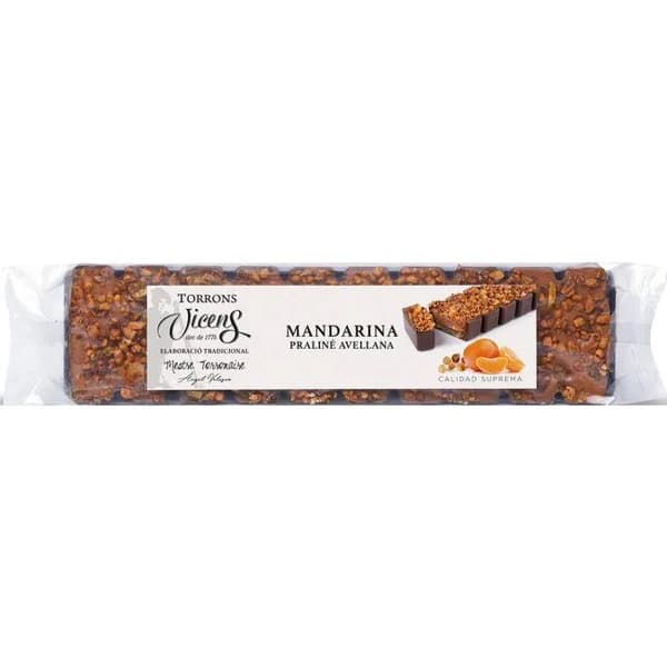 Turrón de mandarina y avellana alargado VICENS, tableta 300 g - 1 ud - Imagen del producto en Findit