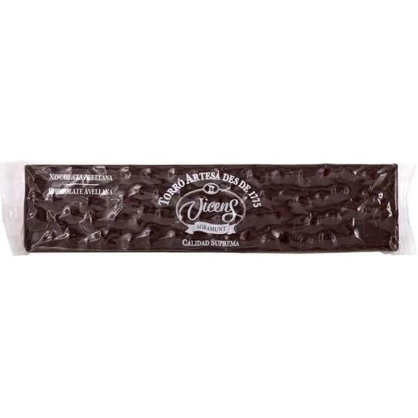 Turrón de chocolate Bitter de avellana VICENS, tableta 300 g - 1 ud - Imagen del producto en Findit