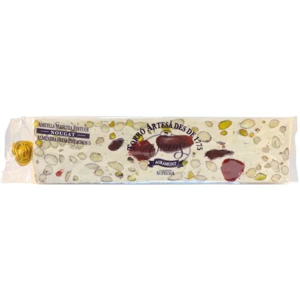 Turrón semiduro de almendra-fresa-pistacho VICENS, tableta 300 g - 1 ud - Imagen del producto en Findit