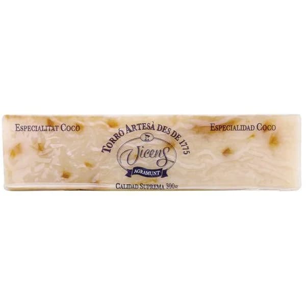 Turrón de coco especial alargado VICENS, tableta 300 g - 1 ud - Imagen del producto en Findit