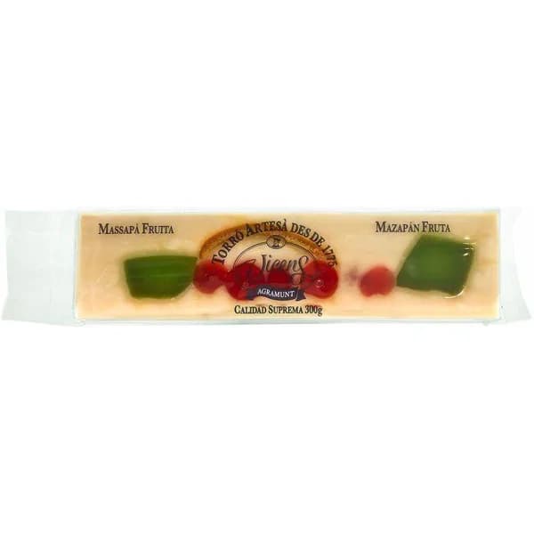 Turrón de mazapán-frutas VICENS, tableta 300 g - 1 ud - Imagen del producto en Findit