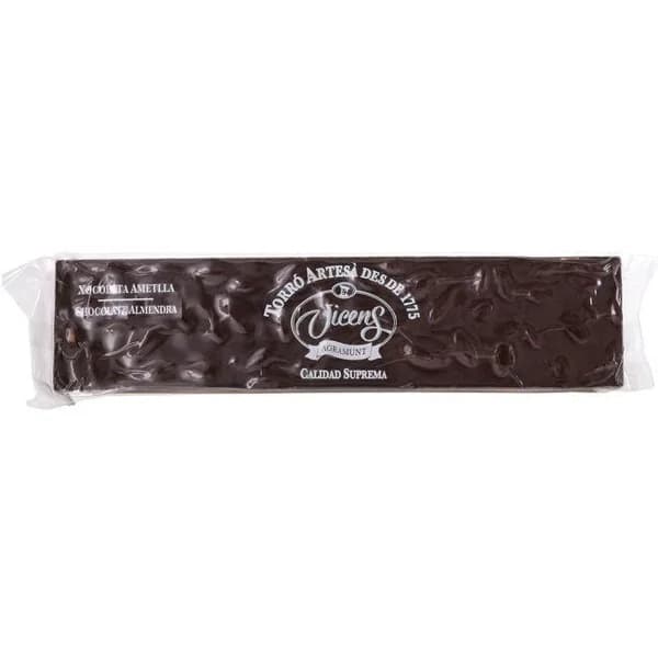 Turrón de chocolate bitter de almendra VICENS, tableta 300 g - 1 ud - Imagen del producto en Findit