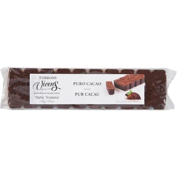 Turrón puro cacao alargado VICENS, tableta 300 g - 1 ud - Imagen del producto en Findit