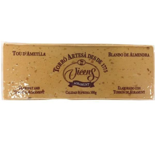 Turrón blando artesano VICENS, tableta 500 g - 1 ud - Imagen del producto en Findit