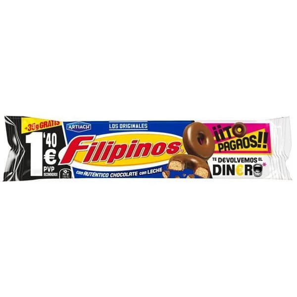 Filipinos de chocolate leche ARTIACH, paquete 93+35 g - 1 ud - Imagen del producto en Findit