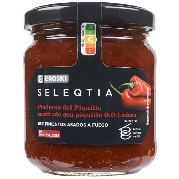 Pimiento de piquillo confitado EROSKI SELEQTIA, frasco 230 g - 0.23 kg - Imagen del producto en Findit