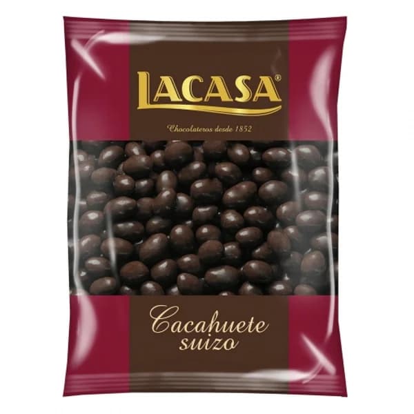 Cacahuete suizo cubierto de chocolate Lacasa 500 g. - 1 ud - Imagen del producto en Findit