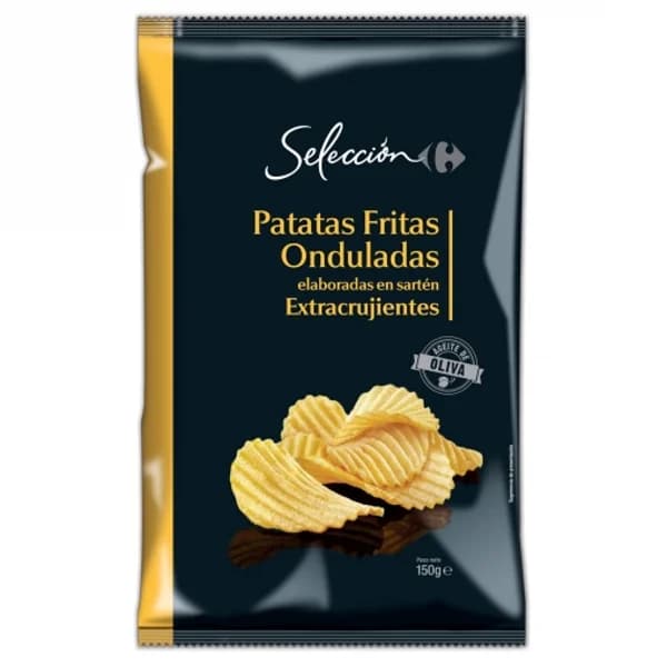 Patatas fritas onduladas en aceite de oliva Selección Carrefour 150 g. - 1 ud - Imagen del producto en Findit