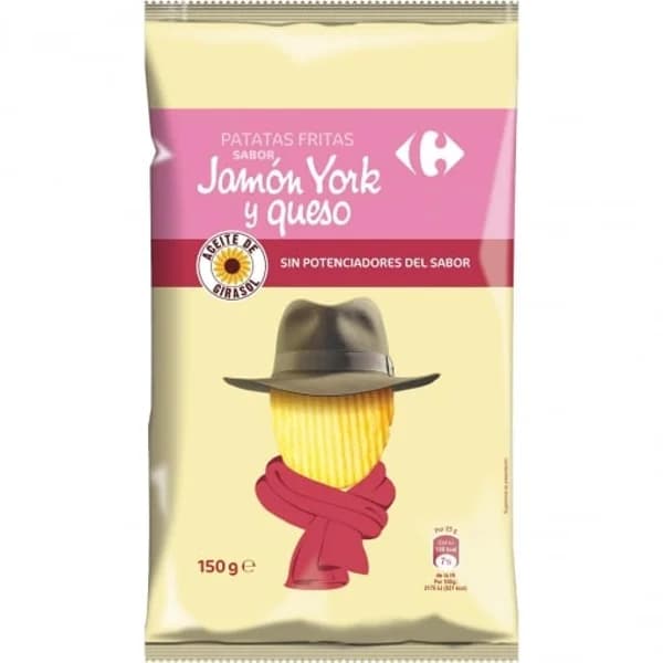 Patatas fritas sabor jamón york y queso Carrefour 150 g. - 1 ud - Imagen del producto en Findit
