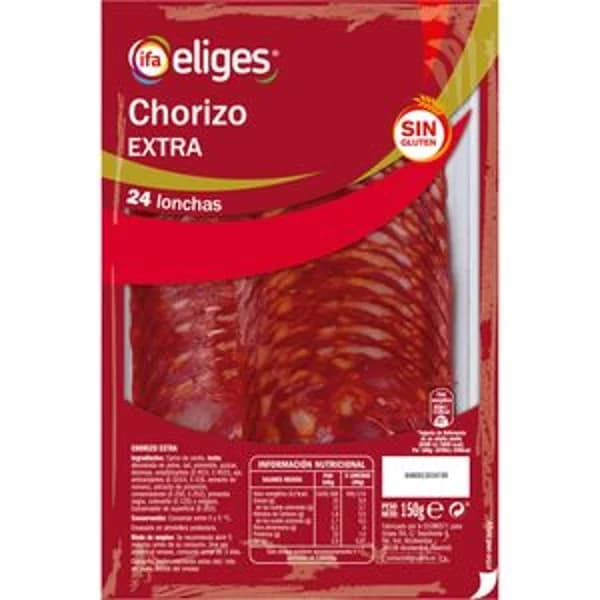 Chorizo extra en lonchas 150 g - 0.15 kg - Imagen del producto en Findit
