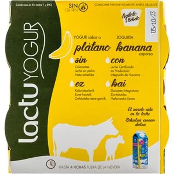 Yogur con sabor a plátano 4x125 g - 0.5 kg - Imagen del producto en Findit