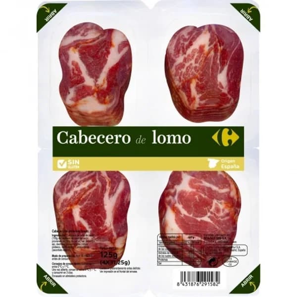 Cabecero de lomo en lonchas Carrefour sin gluten pack de 4 unidades de 31,25 g - 0.13 kg - Imagen del producto en Findit