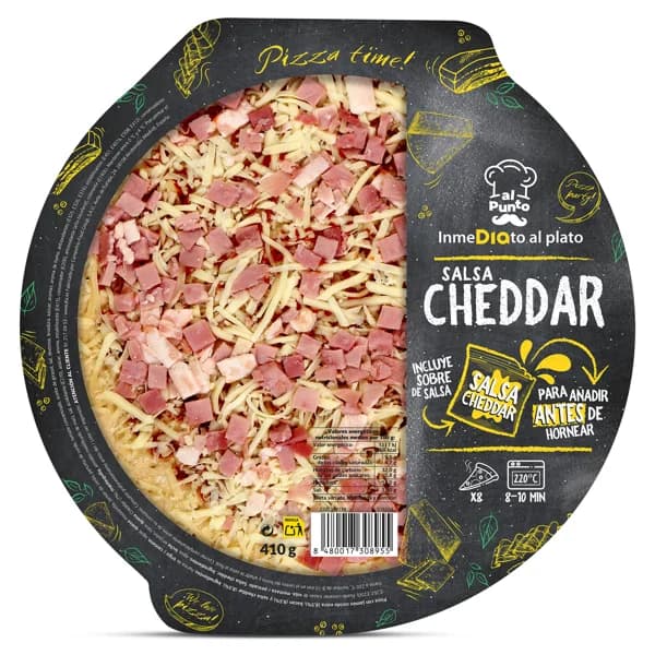 Pizza con salsa cheddar Al Punto Dia bandeja 410 g - 0.41 kg - Imagen del producto en Findit