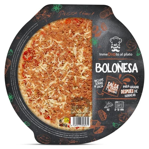 Pizza boloñesa con salsa de tomate y orégano Al Punto Dia bandeja 410 g - 0.41 ud - Imagen del producto en Findit