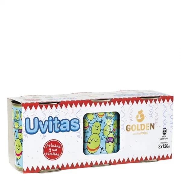 Uva pelada y sin semillas Golden pack de 3 unidades de 120 g. - 0.39 kg - Imagen del producto en Findit