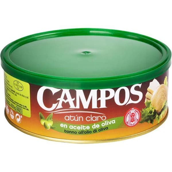 Atún claro en aceite de oliva CAMPOS, latón 650 g - 1 ud - Imagen del producto en Findit